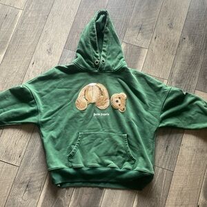 Palm Angels Green Hoodie with Bear Design